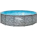 Produktbild: Summer Waves Elite Frame Pool Aufstellpool rund Komplettset Steinoptik Ø 427x107 cm - Grau