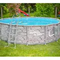 Produktbild: Summer Waves Elite Frame Pool | Aufstellpool rund | Komplettset | Steinoptik | Ø 427x107 cm - Steingrau, Mosaik Innenseite