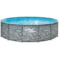 Produktbild: Summer Waves - Elite Frame Pool Aufstellpool Rund Komplettset Steinoptik Ø 427x107 Cm