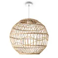 Produktbild: Paco Home Pendelleuchte Wohnzimmer Boho Korbleuchten Pendellampe Rattan Hängeleuchte Esszimmer Lampe Papier E27, Lampenart:Pendelleuchte - Typ 6, Farbe:Creme (Ø40 cm)