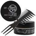 Produktbild: 2x RedOne Haarwachs Aqua Wax Black 150ml & Professioneller Kamm für Entwirren