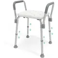 Produktbild: Duschhocker Badhocker mit Armlehnen Sitzfläche mit Sicherheitsgriffen, Höhenverstellbar Anti-Rutsch-Gummifüße Belastbar bis 136 kg - Emke