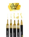 Produktbild: Online Pen Fineliner Gold Lettering, (5x goldene Metallic-Acryl-Stifte, deckend, Handlettering-Stifte mit verschiedenen Spitzen), Fineliner, Brushpen, Marker, Kalligrafie-Stift
