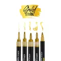 Produktbild: ONLINE Gold Lettering Set mit Acryl Marker, Fineliner und Brushpen, 5 Stifte