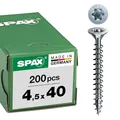 Produktbild: SPAX Universalschraube, 4,5 x 40 mm, 200 Stück, T-STAR plus, Senkkopf, Vollgewinde, 4CUT, WIROX A3J, 1191010450403