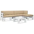 Produktbild: vidaXL 4-tlg. Paletten-Lounge-Set Weiß Imprägniertes Kiefernholz