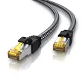 Produktbild: CSL - 15m CAT 7 Netzwerkkabel Gigabit Ethernet LAN Kabel - Baumwollmantel - 10000 Mbit s - Patchkabel - Cat.7 Rohkabel S FTP PIMF Schirmung mit RJ 45 Stecker - Switch Router Modem Access Point