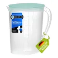 Produktbild: KiNDERWELT Saftkanne 2 Liter Kunststoff, Saftkanne mit Deckel inkl Fruchteinsatz und Skala, Kanne für Kühlschranktür, Wasserkaraffe für kalte Getränke wie Saft, Eistee