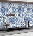 Produktbild: MyMaxxi Dekorationsfolie Küchenrückwand selbstklebend Retro blaue Fliesen Spritzschutz Folie, (Klebefolie Küchenrückwand aufgerollt)
