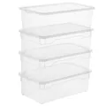 Produktbild: Rotho Clear 4er-Set Aufbewahrungsbox 5l mit Deckel, Kunststoff (PP) BPA-frei, transparent, 4 x 5l (33.0 x 19.0 x 11.0 cm)