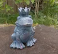 Produktbild: Gartenfigur Frosch / Froschkönig Skulptur Gartendekoration Bronzefarben 15 cm