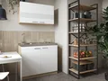 Produktbild: Küche Miniküche Singleküche Pantry Eiche Sägerau Weiß Merle 100 cm Respekta