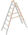 Produktbild: Layher Topic 1039 Sprossenstehleiter 2x7 Sprossen Doppelleiter Bockleiter NEU