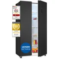 Produktbild: Exquisit Side-by-Side-Kühlschrank, Kühl-Gefrierkombination, NoFrost, 442 Liter, Schnellgefrieren, Alarm, LED-Display, SBS46-040E inoxlook-az