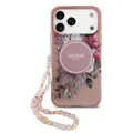Produktbild: CG MOBILE Guess IML Blumen Pearl Armband kompatibel mit MagSafe Hülle für iPhone 17 Pro (Pink)