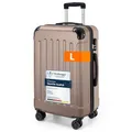 Produktbild: YONSLY Gepäck Suitcase Reisekoffer, Trolley Rollkoffer Handgepäck, Hartschalenreisekoffer mit 360° Lenkrollen, Zahlenschloss, Mehrstufiger Teleskopgriff (L, Champagner)