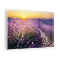 Produktbild: Wandbilder 70x50cm Glasbild Feld Lavendel Sonne Klein Bilder Art Wanddeko