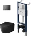 Produktbild: AM.PM Wand-WC spülrandlos Set Schwarz mit Vorwandelement Komplettset Unterputz Spülkasten FlashClean Unterputzspülkasten Schüssel Drückerplatte