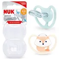 Produktbild: NUK Space Babyschnuller | 0−6 Monate | Schnuller mit zusätzlichen Öffnungen für sensible Haut | BPA-freies Silikon | Fuchs | 2 Stück