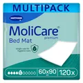 Produktbild: MoliCare Premium Bed Mat 5 Tropfen: Bettschutzeinlage mit saugfähigem Kern aus Zellstoff-Flocken, 60x90 cm, 4x30 Stück