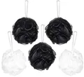 Produktbild: BRUBAKER Cosmetics - 5x Peeling- oder Massage Schwamm Badeschwamm Duschschwamm mit Aufhänger - Schwarz/Weiß