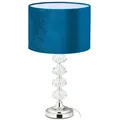 Produktbild: Relaxdays Tischlampe, Samt und Kristall, HxD: 47 x 26 cm, E14-Fassung, Nachttischlampe, indirekte Beleuchtung, blau