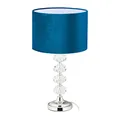 Produktbild: Relaxdays Tischlampe, Samt und Kristall, HxD: 47 x 26 cm, E14-Fassung, Nachttischlampe, indirekte Beleuchtung, blau