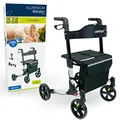 Produktbild: Weinberger leichter klappbarer Alu-Rollator all-Inclusive mit Tasche Stockhalter Bremsen, Leichtgewicht nur 7,3 kg, höhenverstellbar, Gehwagen Gehhilfe Reiserollator, Farbe Silber-Schwarz