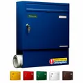 Produktbild: AL Briefkasten Systeme Basic 1er Briefkasten mit Zeitungsfach in RAL 5010 Enzianblau 1 Fach DIN A4 Postkasten wetterfest wasserdicht Briefkastenanlage mit Posthaltebügel und 2 Namensschildern