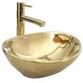 Produktbild: GTM Design Aufsatzwaschbecken Glanz Modern Waschbecken ohne Hahnloch - Elegant Aufsatzwaschbecken Oval für Badezimmer und Gäste WC - nur Bad Waschbecken - Modell 6