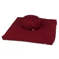 Produktbild: Bodhi Meditations-Set | ECO Serie | Meditationsmatte (Zabuton) & Rondo Meditationskissen | Mit Bio-Dinkelfüllung | Bezug aus 100% Bio-Baumwolle | Meditationsunterlage & Kissen (Bordeaux)