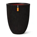 Produktbild: Capi Europe - Gefäß elegant niedrig Groove NL - 34x46 - Schwarz - Öffnung Ø27 - Blumentopf für den Innen- und Außeneinsatz - KGVBL782