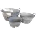 Produktbild: Zinkwannen-Set Oval 3 Stück Pflanztopf Zinkbottich Blumentopf 54-33 cm