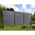 Produktbild: TraumGarten Grau XL Sichtschutzzaun WPC Zaunfeld Set, Anthrazit Profile, Aluminium Abschlussleisten, Pflegeleicht, Wetterfest, Modulares System, Nu... - Grau