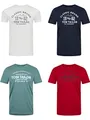 Produktbild: TOM TAILOR Tshirt Herren Baumwolle Regular Fit 4er Pack Set Rundhals Kurzarm Sommer Tee Shirt Logoprint 100% Baumwolle, Größe:M, Farbe:Dark Blue (10302)