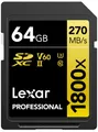 Produktbild: Lexar SDXC Professional 64GB 1800x UHS-II Gold Serie Class 10 U3 V60 für 4K Videoaufzeichnung schwarz
