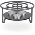 Produktbild: DAS ORIGINAL Rechaud / Stövchen / Teewärmer für Teekanne aus Metall 3-flammig (inkl. 3 x Kerzen) - Grau