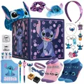 Produktbild: Disney Stitch Adventskalender 2025 Kinder Jugendliche Weihnachtskalender mit 24 Überraschungen Schreibwaren oder Haarschmuck Mädchen Geschenk Idee (Lila Stitch Würfel)