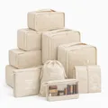 Produktbild: 8er Set Kofferorganizer beige mit Kosmetiktasche und Packtaschen (Set, 8-tlg., 8x Packtaschen), Faltbar / Verstaubar / Wasserabweisend