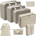 Produktbild: 8er Set Kofferorganizer beige mit Kosmetiktasche und Packtaschen Reiseorganizer