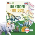 Produktbild: MeinBaby123 110 hautfreundliche Kinder Tattoos mit Dinos, Dinosaurier Tattoo, Kindertattoos zum Aufkleben, Geschenk für Kinder, vegan & made in Germany (1x Dinos)