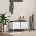 Produktbild: vidaXL Flurbank mit Kissen mit Speicher mit Tür Weiß 80 x 38 x 46 cm