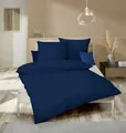 Produktbild: Kaeppel Fein Biber Bettwäsche Uni Einfarbig Dunkel Blau Marine Modern zeitlos versch. Größen, Größe:155x220cm Bettwäsche