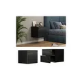 Produktbild: Vicco Nachtschrank Sofie 49,6 x 45 cm, Schwarz Hochglanz, 2 Schubladen