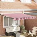 Produktbild: vidaXL Automatische Einziehbare Markise Rote und Weiße Streifen 350x250 cm