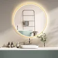 Produktbild: HOKOBadspiegel Anti-fog Rund 80cm mitRahmen+TouchSchalter+LichtWechsel Warmweiß-Kaltweiß-Neutral Licht mit TouchSchalter und Wandschalter einschaltbar