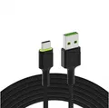 Produktbild: 5903317229780 KABEL USB-A / USB-C Green Cell RAY 200cm ZIELONY LED QUICK CHARGE
