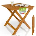 Produktbild: Juskys® Beistelltisch Zadar S - Klappbar für platzsparende Nutzung, aus geöltem Akazienholz, ideal für Garten und Balkon, 46x46x46 cm