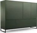 Produktbild: BETTSO Kommode GENUA Türkommode für Wohnzimmer und Schlafzimmer Flaschengrün Metallbeine 160x45x120