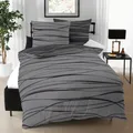 Produktbild: Kaeppel Mako Satin Wende-Bettwäsche 135x200 cm Motion 58479 zinn grau Streifen